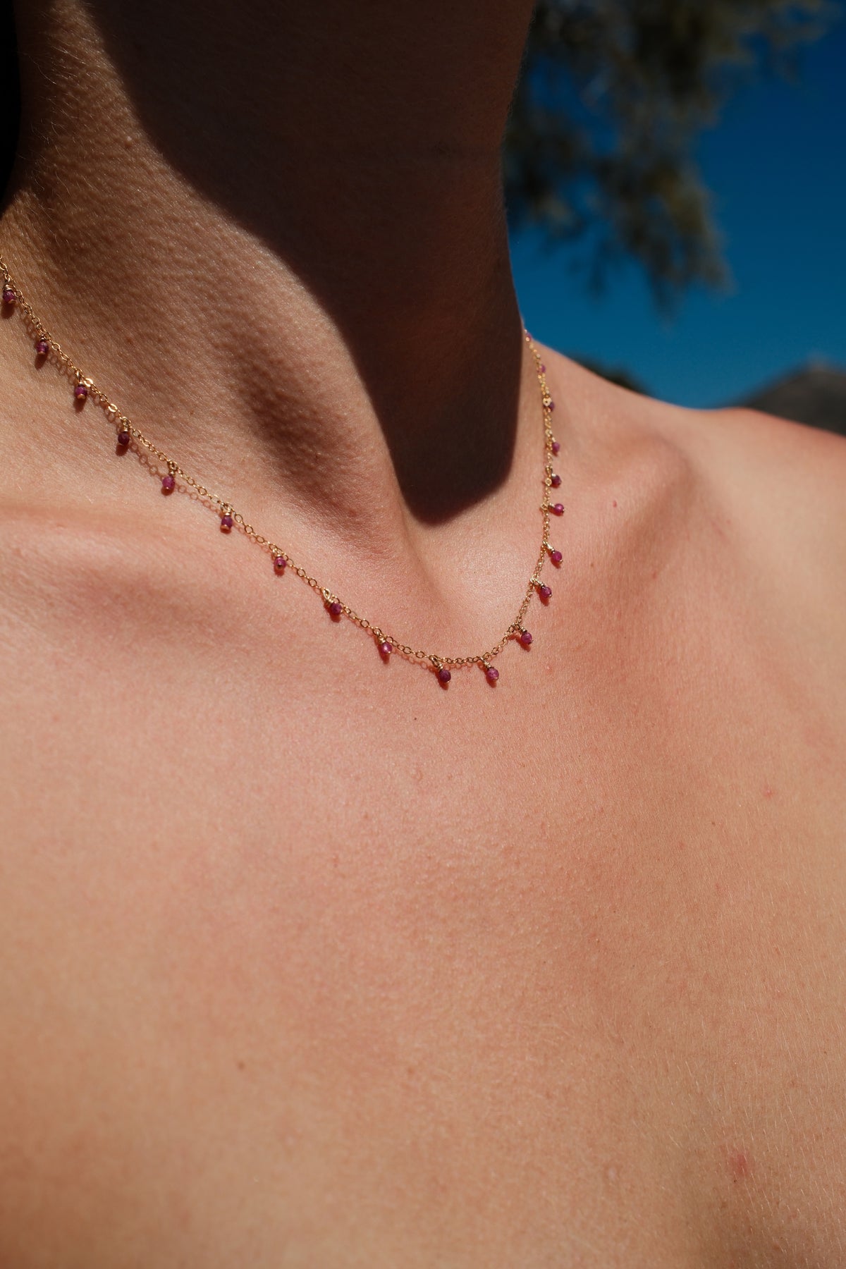 Chain Necklace with Ruby beads