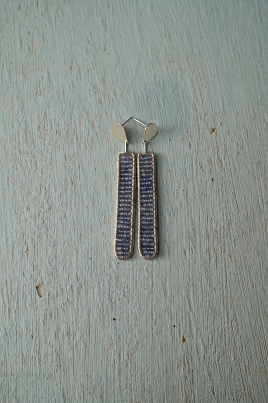 Silver Narrow Tanzanite Pendent Earrings