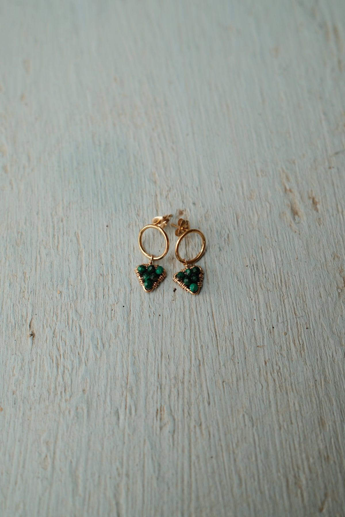 Mini Circular Triangle Stud - Malachite