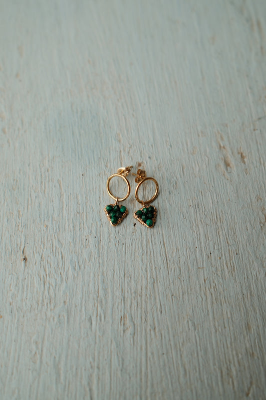 Mini Circular Triangle Stud - Malachite