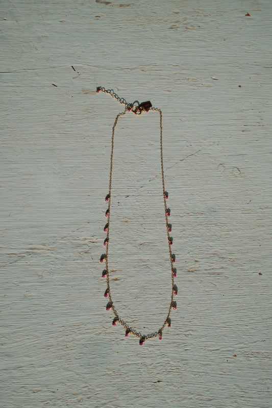 Chain Necklace with Ruby beads