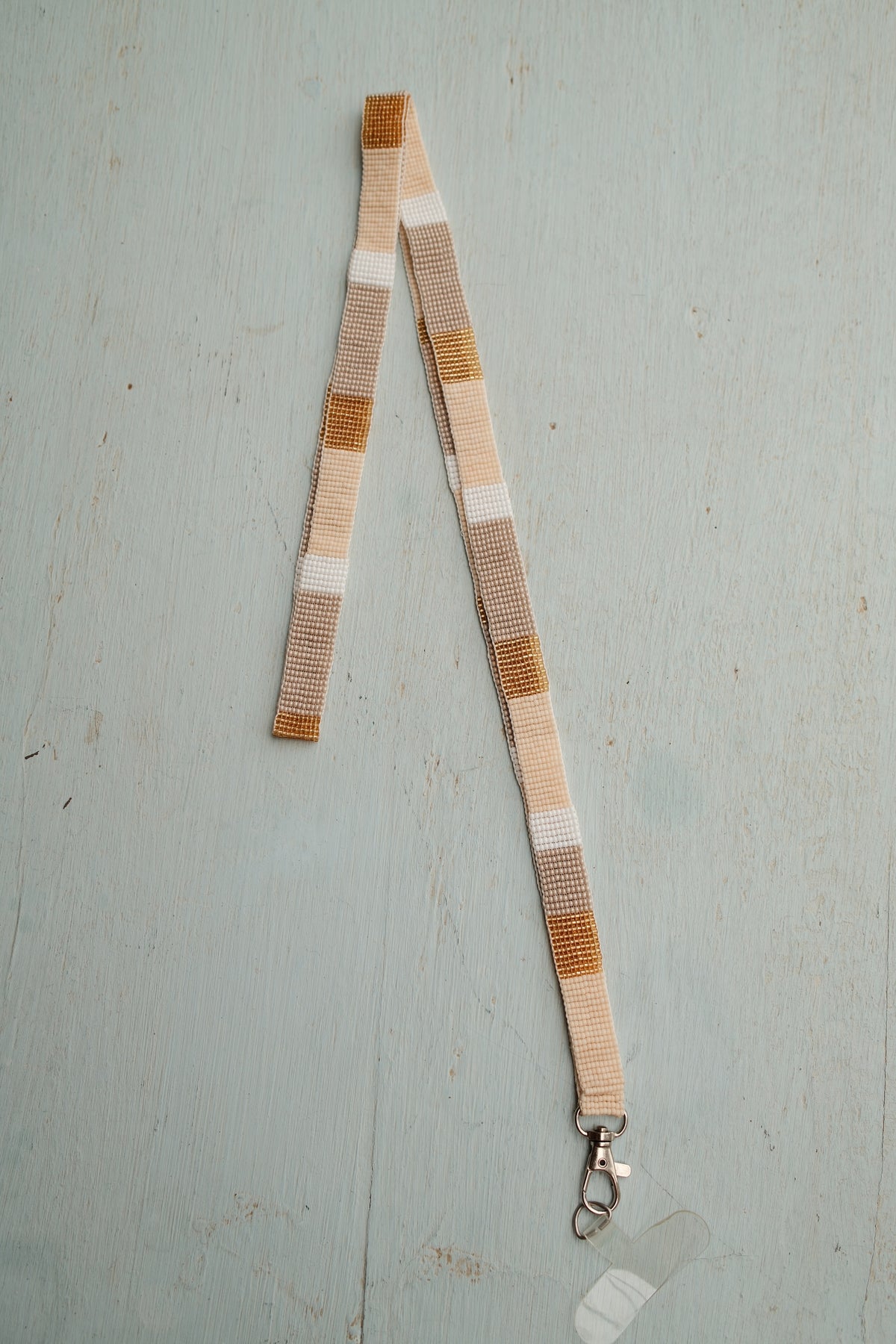 Beaded Cross Body Phone Strap With Neutral Blocks