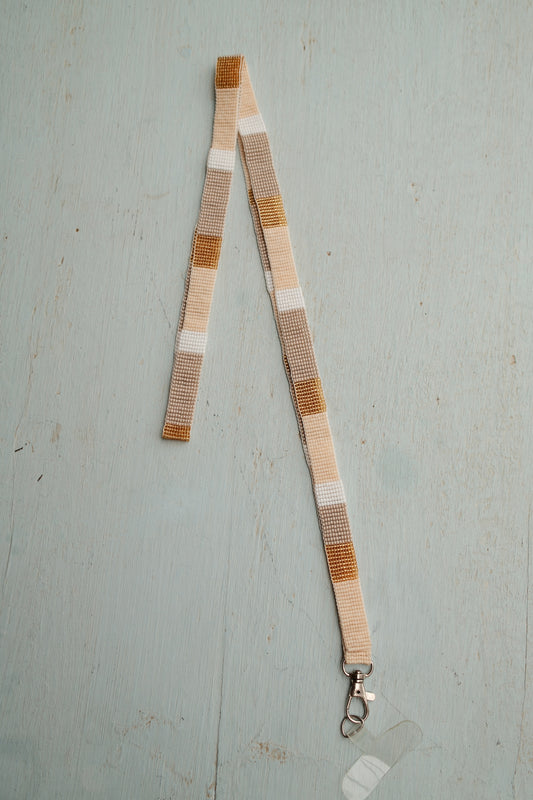 Beaded Cross Body Phone Strap With Neutral Blocks