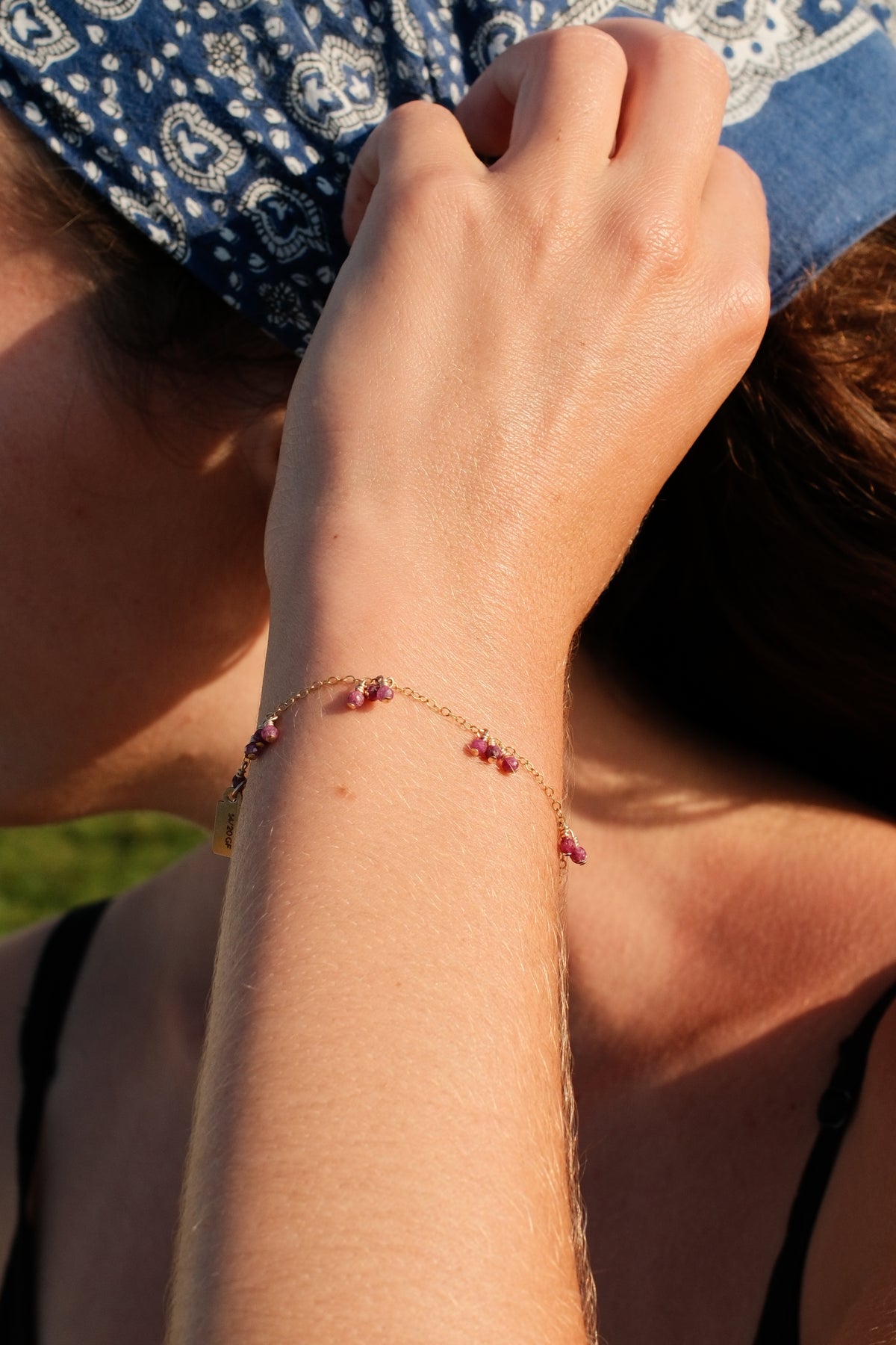 Chain bracelet with Ruby clusters