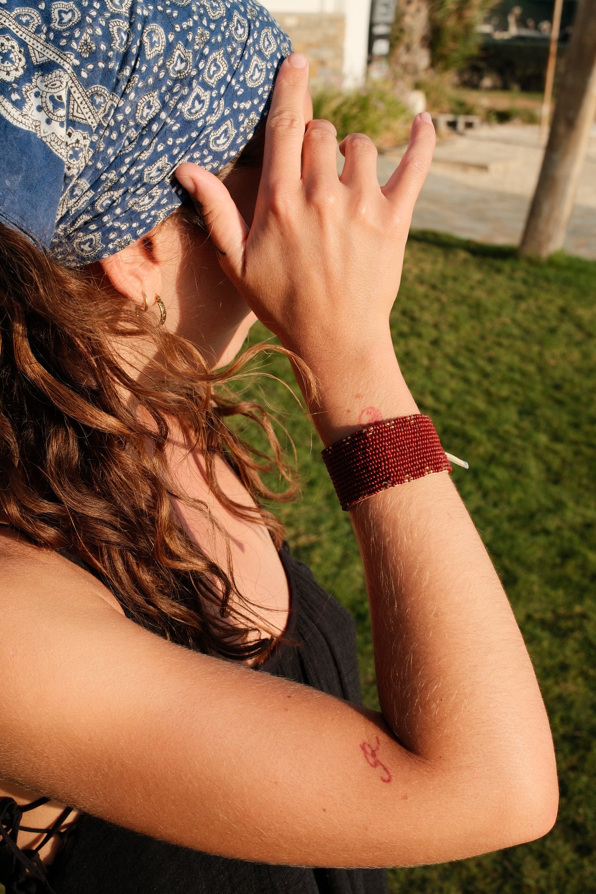 Narrow 3 Dot Triangle Leather Bracelet