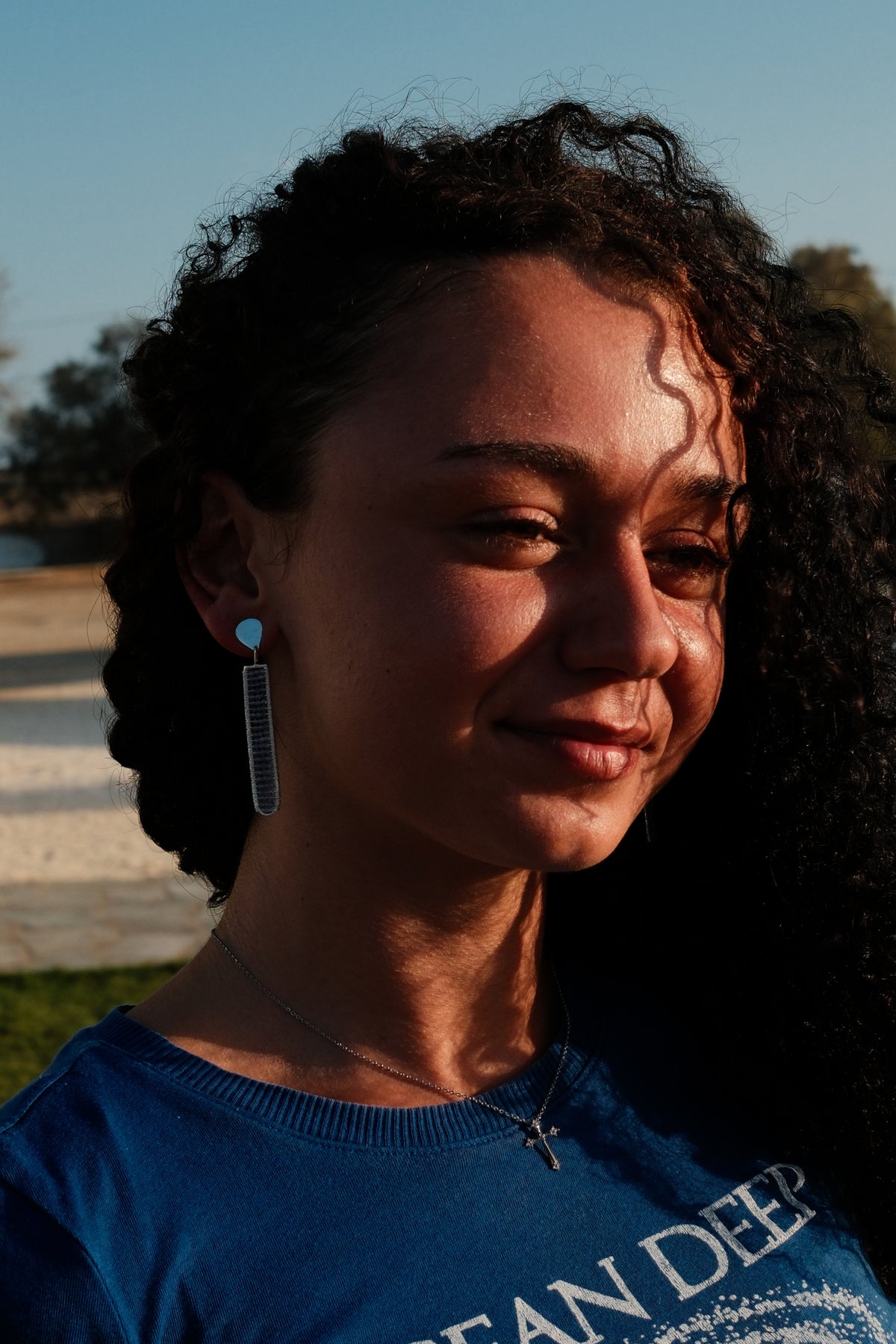 Silver Narrow Tanzanite Pendent Earrings