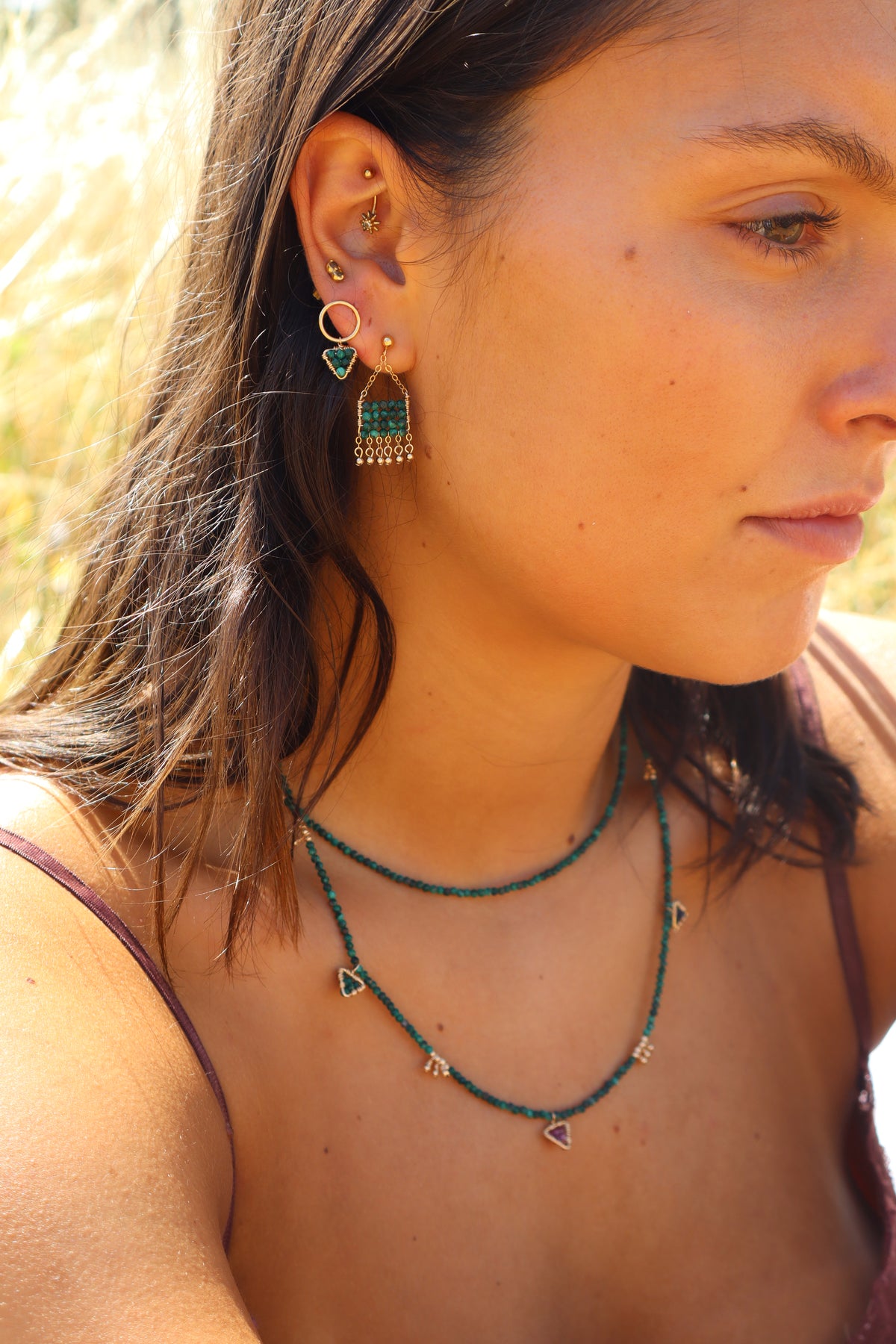Mini Olakira Malachite Earrings